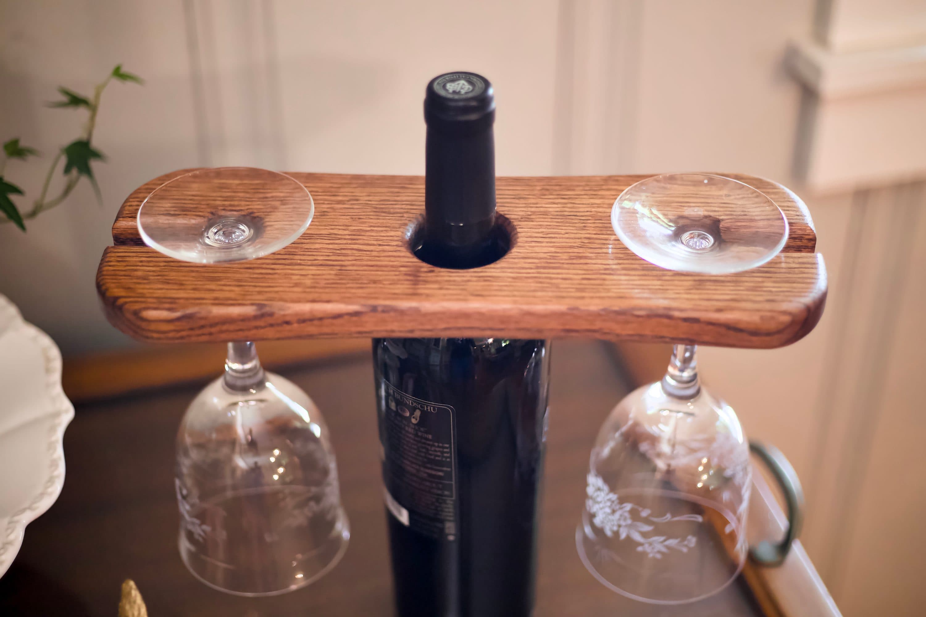 Wine caddie in use on a table