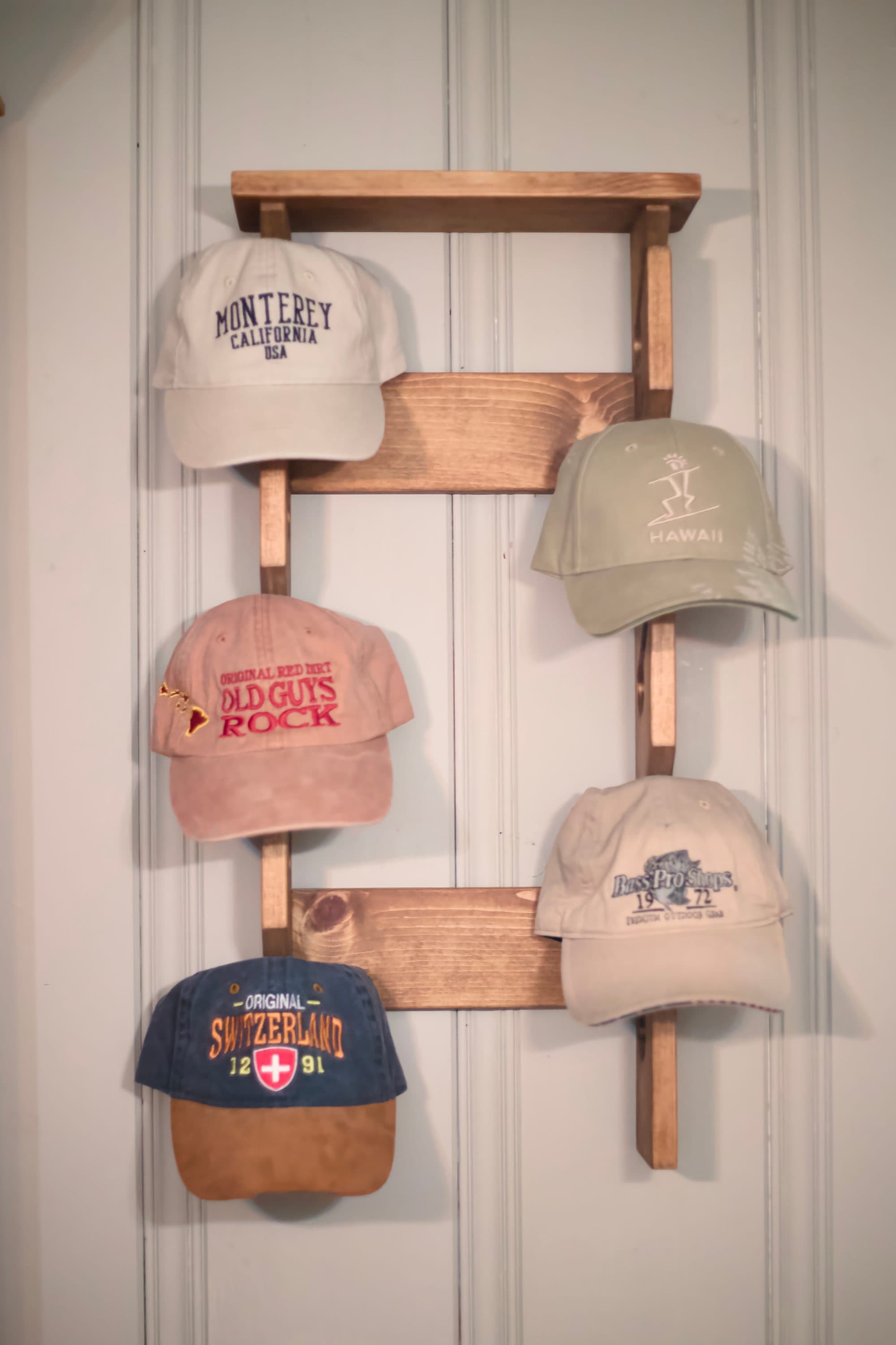 Cap rack seen from an angle